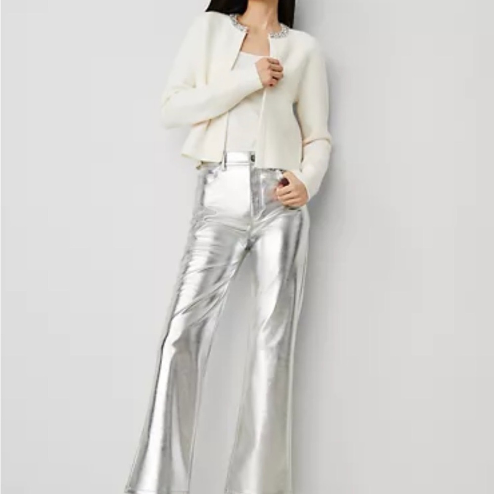 Ann Taylor Silver Flare Pants
